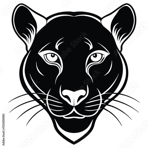Front facing black panther art showcases striking contrast and bold silhouette