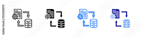 Process Multiple Style Icon Set Vector 