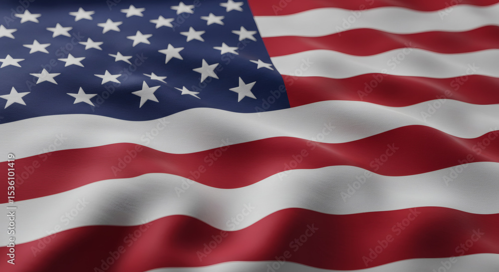 Close-up View of a Waving American Flag Red, White, and Blue Stripes and Stars Close-up View of a Waving American Flag Red, White, and Blue Stripes and Stars