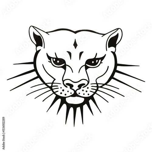 A powerful panther stares out with sharp lines, showcasing bold confidence and intensity