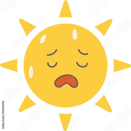 땀 흘리는 폭염 태양 아이콘 - 더운여름