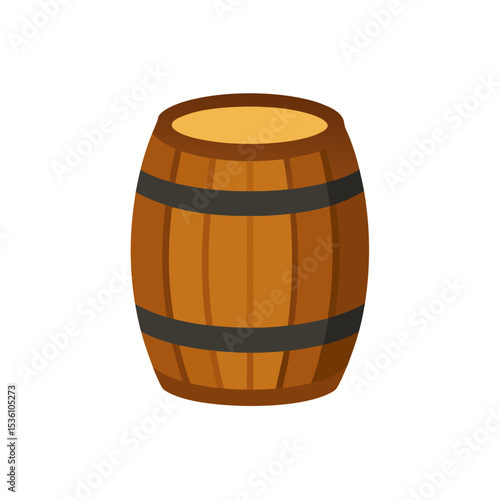 wooden barrel on white background 