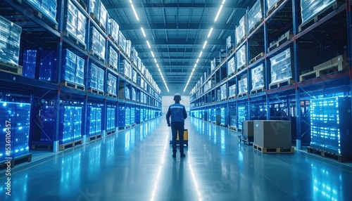 Warehouse worker in a modern facility
