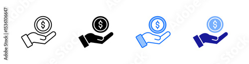 Saving Multiple Style Icon Set Vector 