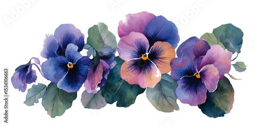 dark purple pansies isolated on white. Selection of various purple flowers isolated on transparent background
