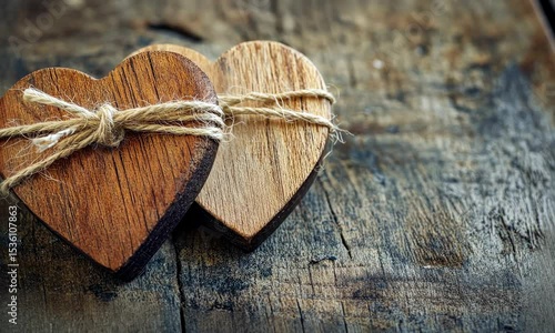 wooden heart on wooden background