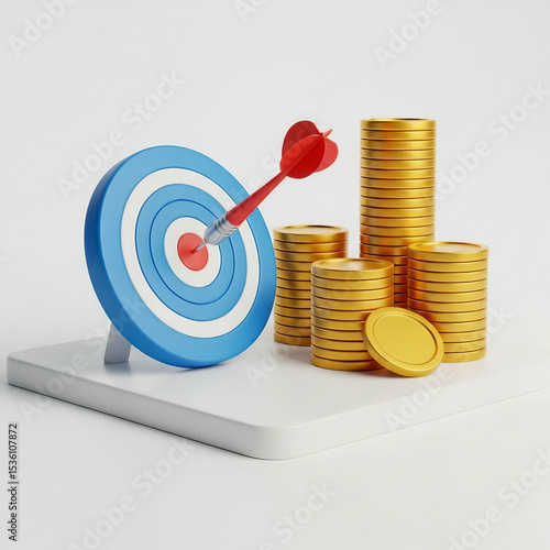Target Coins Success Goal Investment and Financial Wealth Growth