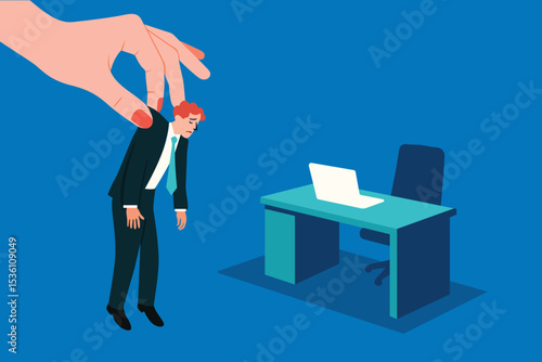 Exhausted Employee Returning to Work – Flat Vector Concept for Burnout & Workplace Pressure