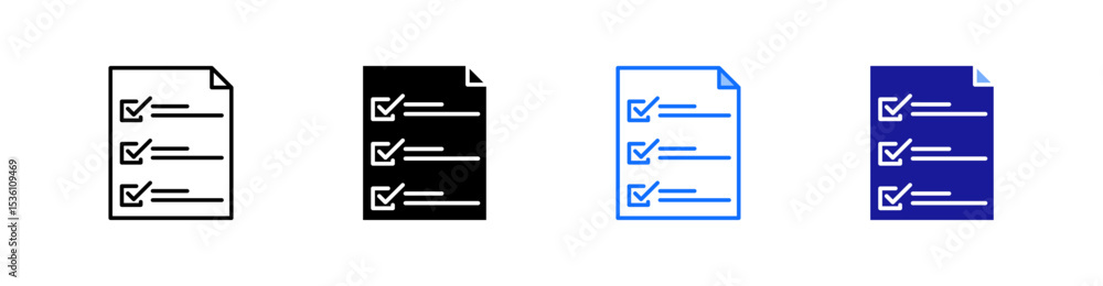 Checklist Multiple Style Icon Set Vector Checklist Multiple Style Icon Set Vector