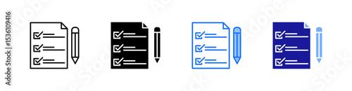 Assessment Multiple Style Icon Set Vector 