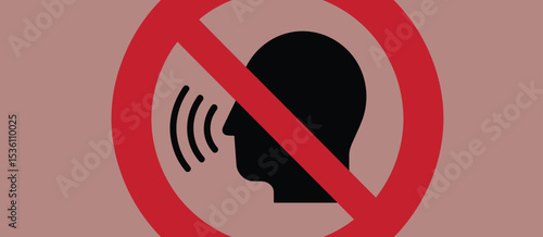 No Talking Symbol Red Circle Prohibition Sign