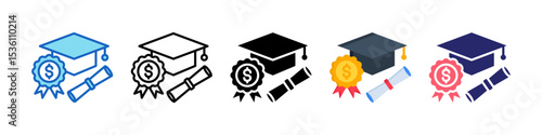 Scholarship Multiple Style Icon Set Collection.