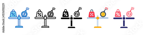 Debt Multiple Style Icon Set Collection.