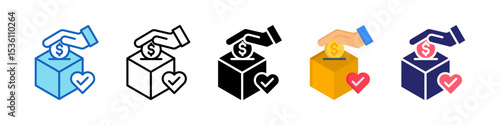 Charity Multiple Style Icon Set Collection.
