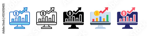 Stock Market Multiple Style Icon Set Collection.