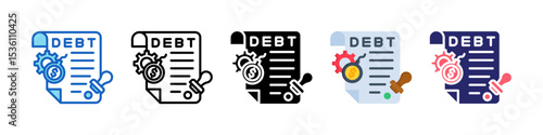 Debt Management Multiple Style Icon Set Collection.
