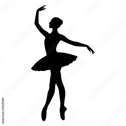 “Vector illustration of multiple ballet dancer silhouettes in different poses, modern minimal design.”