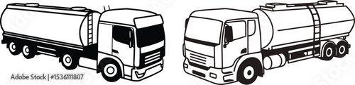 tank icon, tanker truck illustration, black tanker truck silhouettes design.