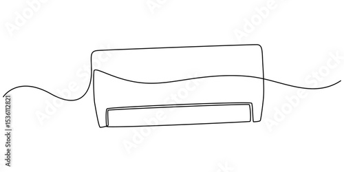Continuous One-Line Drawing of an Indoor Air Conditioner - Minimalist Appliance Design, Continuous one line drawing of indoor Air Conditioner. Air conditioner single line art vector illustration.