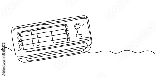 Continuous One-Line Drawing of an Indoor Air Conditioner - Minimalist Appliance Design, Continuous one line drawing of indoor Air Conditioner. Air conditioner single line art vector illustration.