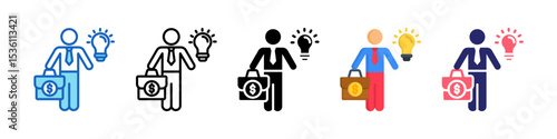 Businessman Multiple Style Icon Set Collection.