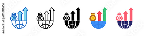Global Economy Multiple Style Icon Set Collection.