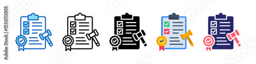 Regulatory Compliance Multiple Style Icon Set Collection.