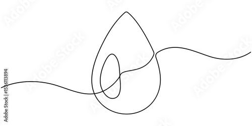Continuous line drawing of drop. Water drop line icon. One line drawing background. Vector illustration. Water drop Continuous line icon, Continuous one line drawing of Water drop. Single line drawing