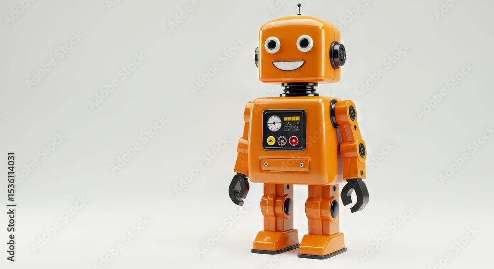 Fototapeta premium Orange Robot Toy with Smiling Face