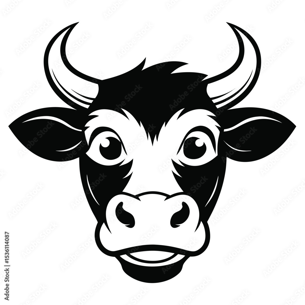 custom made wallpaper toronto digitalBlack and white minimalist cow head presents simple design with playful expression