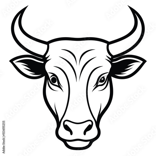 A formidable bull head outline powerfully embodies strength and resilience through its simplistic yet striking style