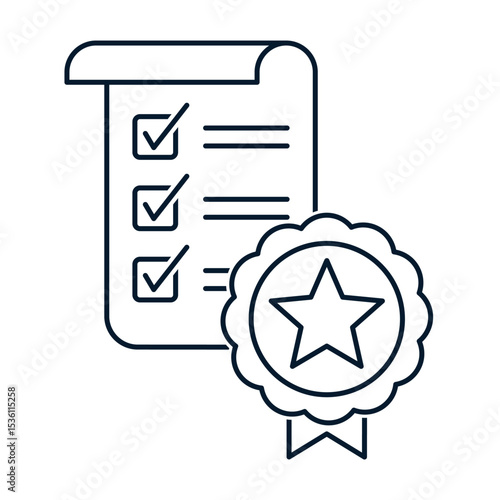 Testing, certificate. Vector linear icon isolated on white background.