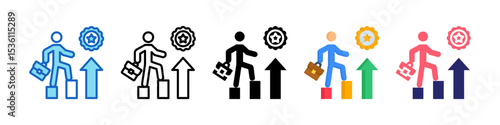 Career Growth Multiple Style Icon Set Collection.
