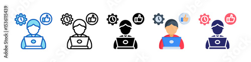 Work Efficiency Multiple Style Icon Set Collection.