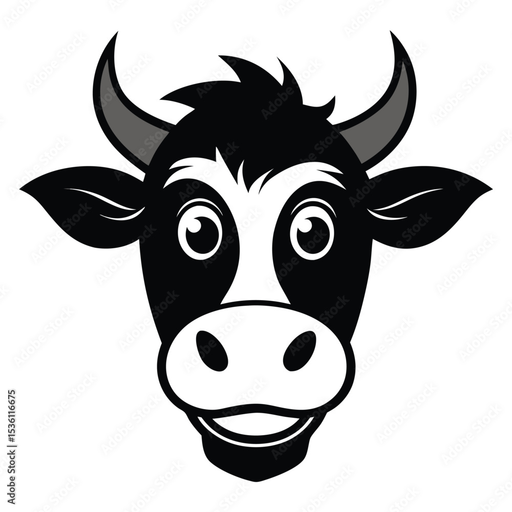 custom made wallpaper toronto digitalA cheerful black and white cow is smiling, showing its teeth to the viewer