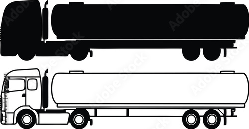 tank truck silhouettes on white background.