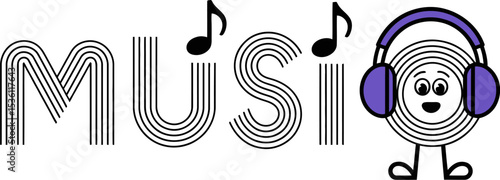 Music illustration with headphones and notes vector design for musical content and entertainment media editable stock vector illustration