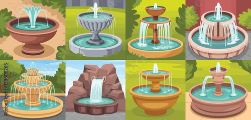 Collection of Various Garden Fountain Designs and Styles