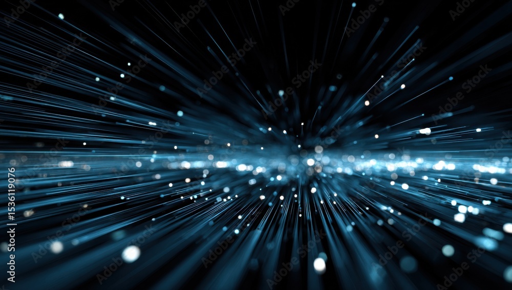 Obraz premium Abstract Blue Light Streaks on Dark Background, Representing Technological Innovation and Digital Transformation in Modern Business : Generative AI