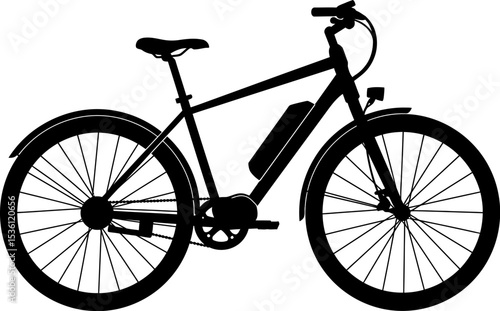 Black electric bike silhouette illustration for urban commuting and recreational riding design vector art editable stock vector illustration