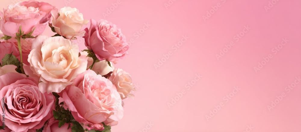 Pastel Pink Roses Bouquet on Pink Background, Ideal for Wedding Invitations and Romantic Celebrations, Representing Love and Appreciation : Generative AI Pastel Pink Roses Bouquet on Pink Background, Ideal for Wedding Invitations and Romantic Celebrations, Representing Love and Appreciation : Generative AI