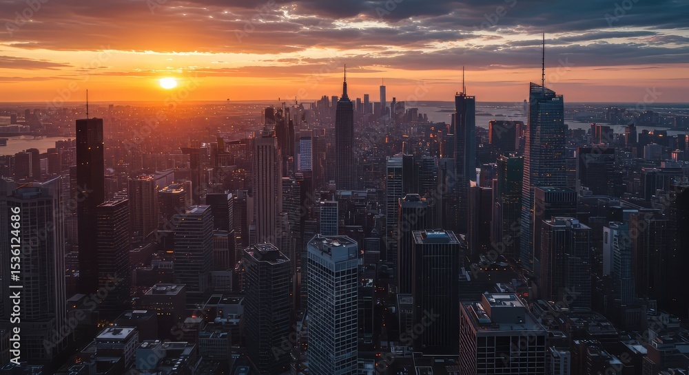 Fototapeta premium New York City Skyline at Sunset