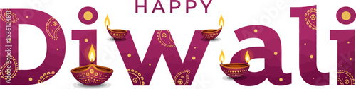 Happy diwali festival deepavali hindu celebration india lights holiday greeting card graphic design vector art editable stock vector illustration
