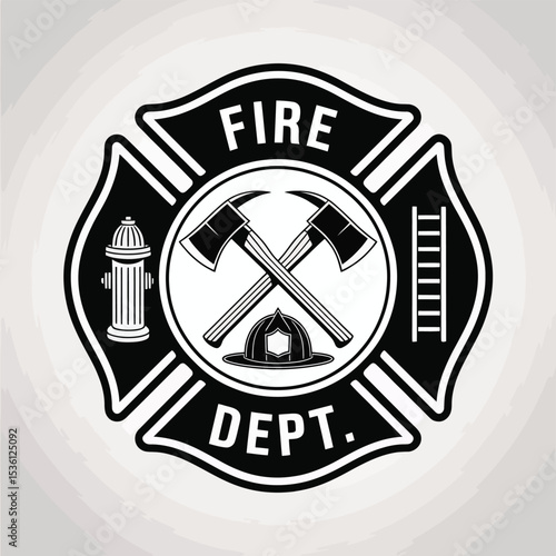 Fire Department Maltese Cross Emblem Design