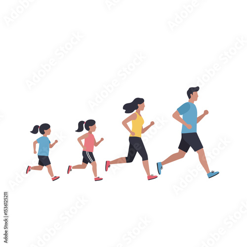 Family Run: Vector Illustration of Active Lifestyle
