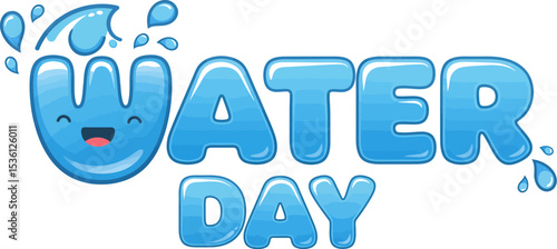 Celebrate world water day vector illustration with cute water drop character and text design element 100 editable stock vector illustration