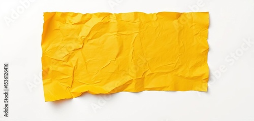 Wrinkled, aged yellow paper sheet, isolated on white background, craft, scroll