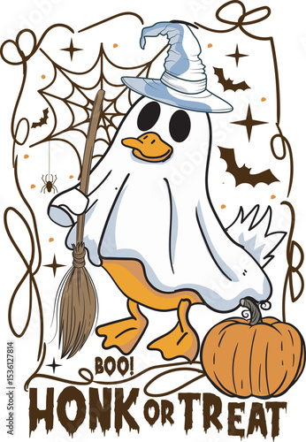 Honk or treat Halloween Goose Halloween Silly Goose Spooky Goose T shirt Design