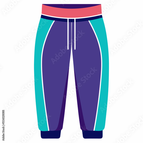 Purple Teal and Coral Joggers with White Drawstrings