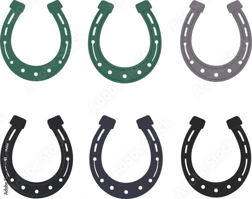 Horseshoe icon set. Luck symbol